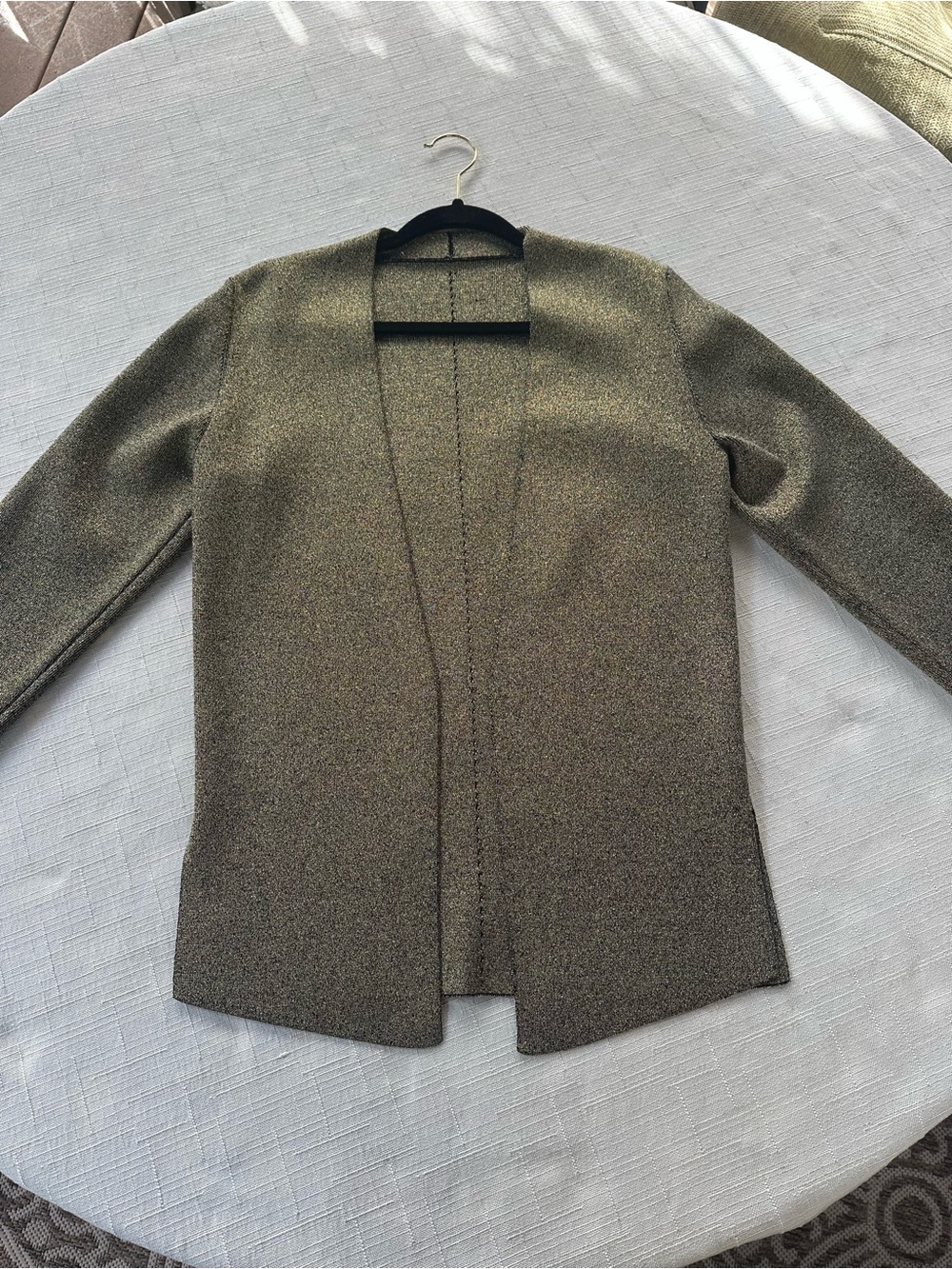 MM Lafleur Black & Gold Open-Front Knit Cardigan